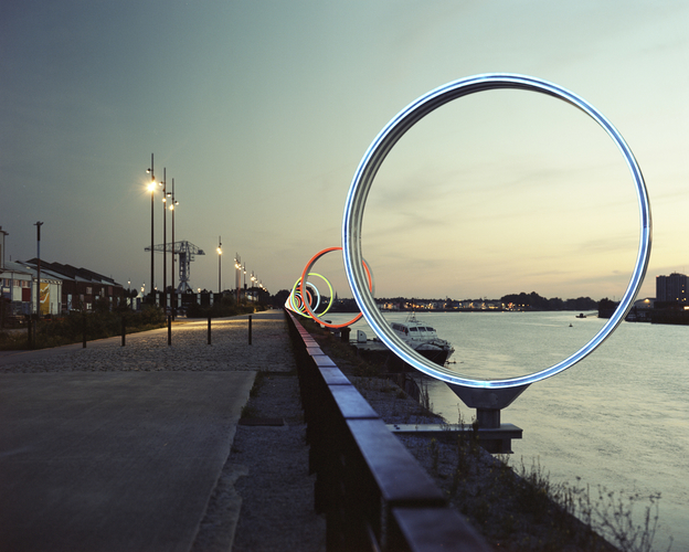Les Anneaux, Daniel Buren et Patrick Bouchain, travail in situ permanent / création Estuaire 2007 - Nantes vu par Patrick Messina. 2011 © Patrick Messina/LVAN