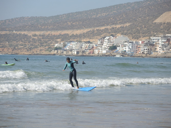 Surfers in Morocco, on the coast of Taghazout