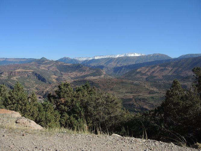 Atlas mountains with snowy tops in the distance
