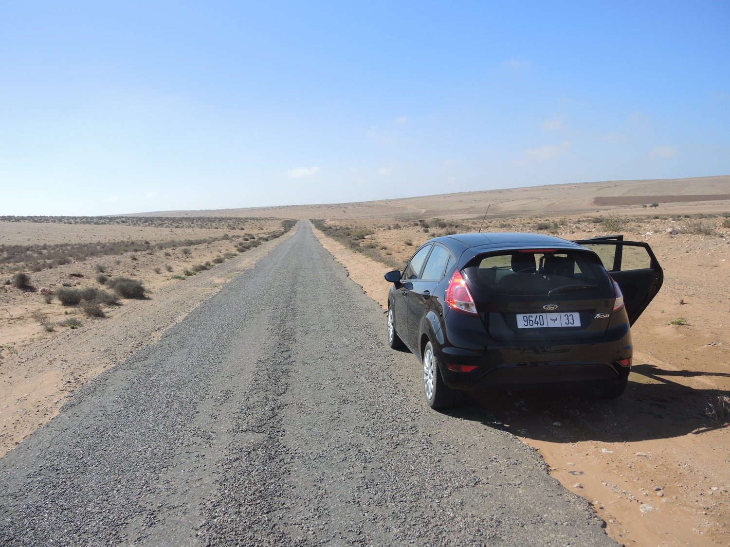Our Ford Fiesta on the side of the road
