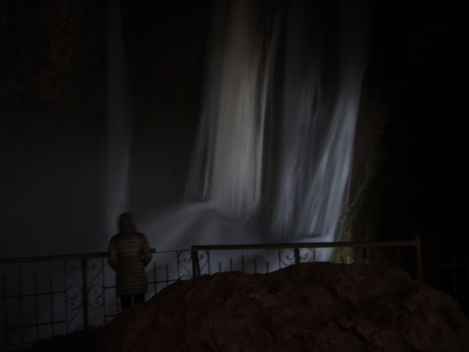 Ouzoud waterfalls at night