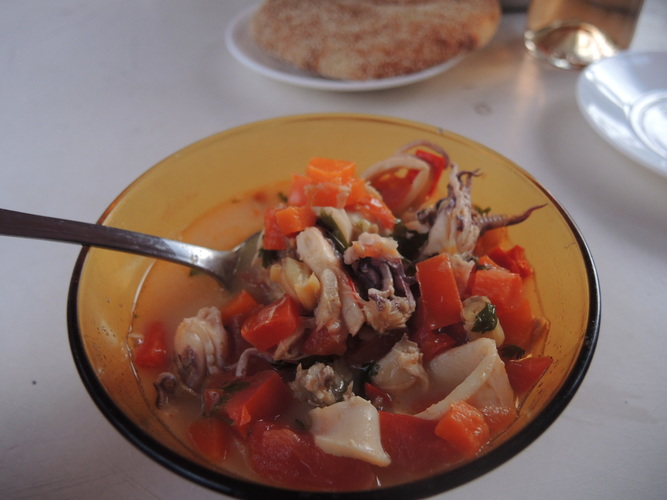 Our homemade fish soup in Morocco