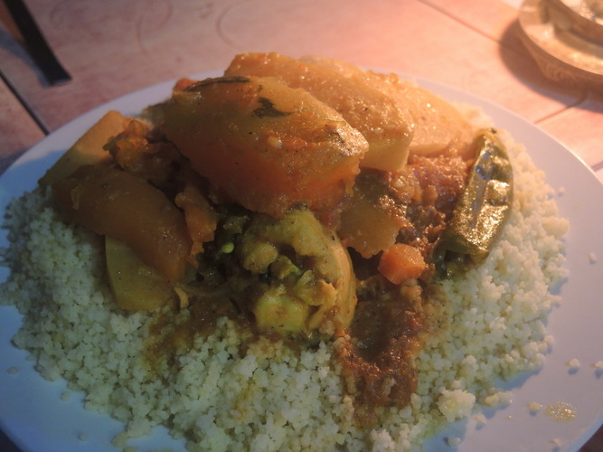 Chicken with couscous in Morocco