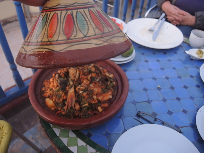 Homemade fish tagine in Essaouira