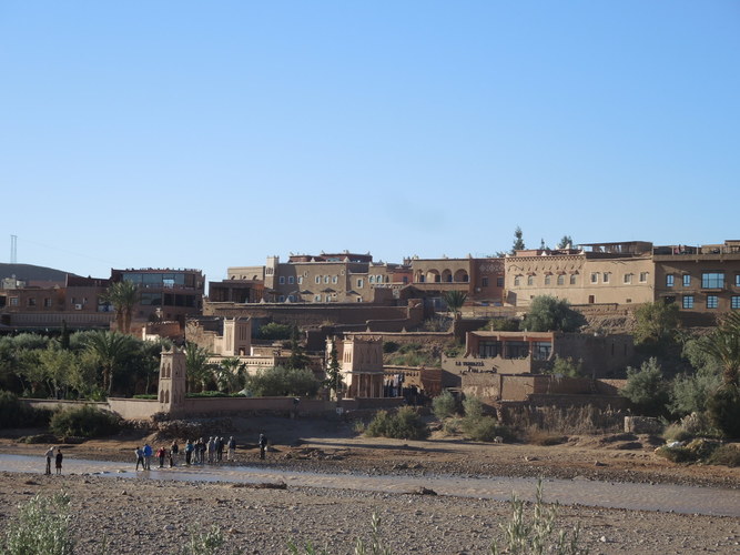 Crossing the river in order to reach Ait Benhadou in Morocco