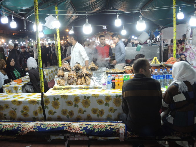 Jamaa El Fna market in Marrakech at night