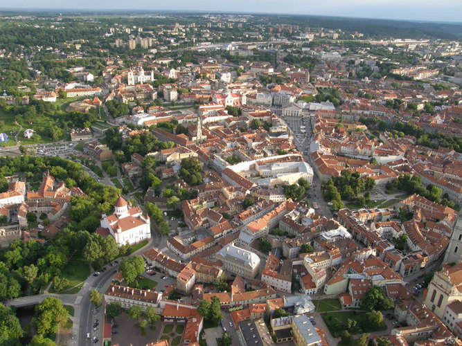 Vilnius Old Town from air ballon
