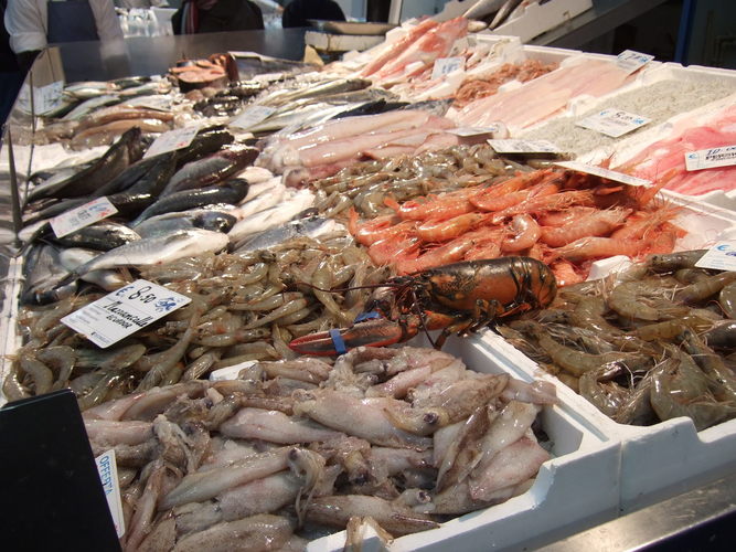 Fish market in Rome. Mercato Esquilino market