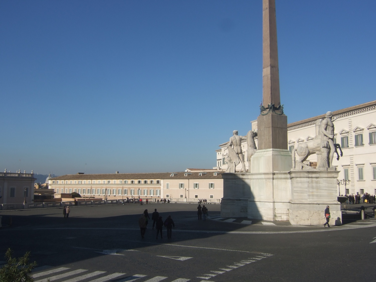 Tourist attractions. Castor and Pollux at the Quirinal Palace.