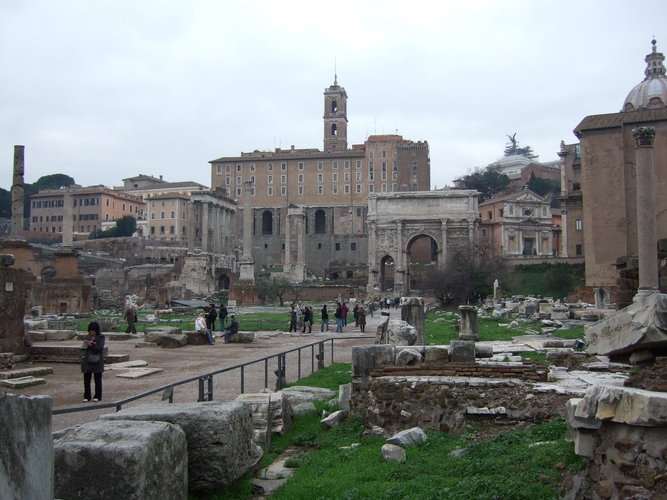 Tourist attractions. View to the Roman Forum 