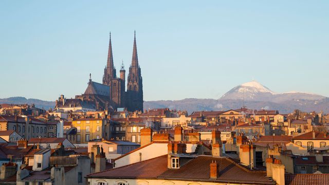 Clermont-Ferrand view with the Cathedral and Puy de Dome behind
