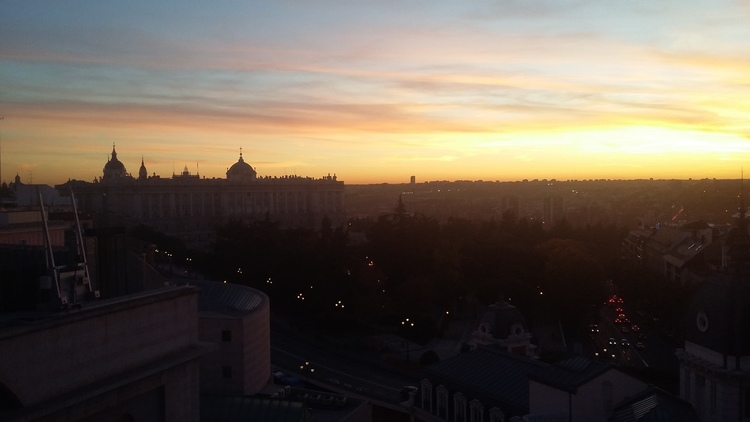Royal Palace of Madrid at sunset
