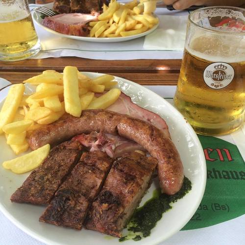 Delicious meat and beer at Garda Lake
