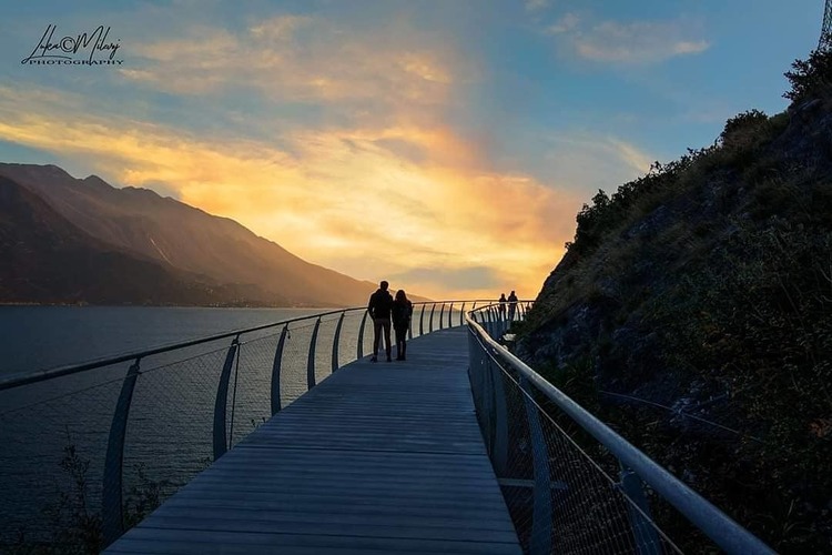 Pedestrian cycle path at Limone, Garda lake