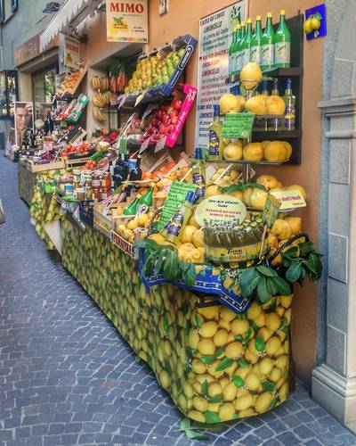 Little market with lemon products in Limone sul Garda